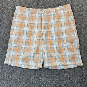 Greg Norman Shorts Mens 40 Gray Plaid Golf Shark Logo Stretch Lightweight 40X23